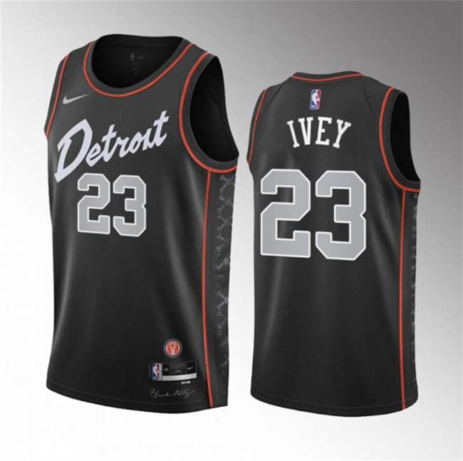 Men's Detroit Pistons #23 Jaden Ivey Black 2023-24 City Edition Stitched Basketball Jersey Men's Detroit Pistons #23 Jaden Ivey Black 2023-24 City Edition Stitched Basketball Jersey