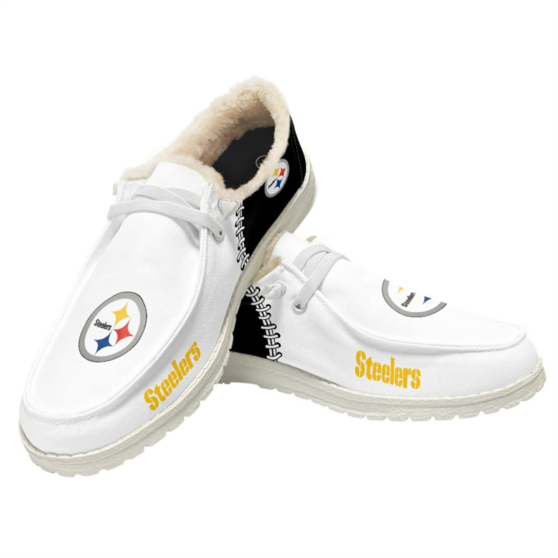 Men's Pittsburgh Steelers Loafers Lace Up Fuzzy Lined Shoes 002 (Pls check description for details)