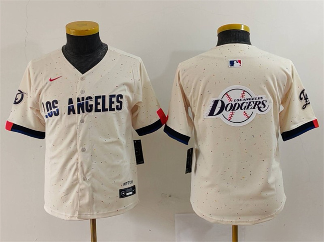 Youth Los Angeles Dodgers Team Big Logo Cream 2024 City Connect Limited Stitched Baseball Jersey Youth Los Angeles Dodgers Team Big Logo Cream 2024 City Connect Limited Stitched Baseball Jersey