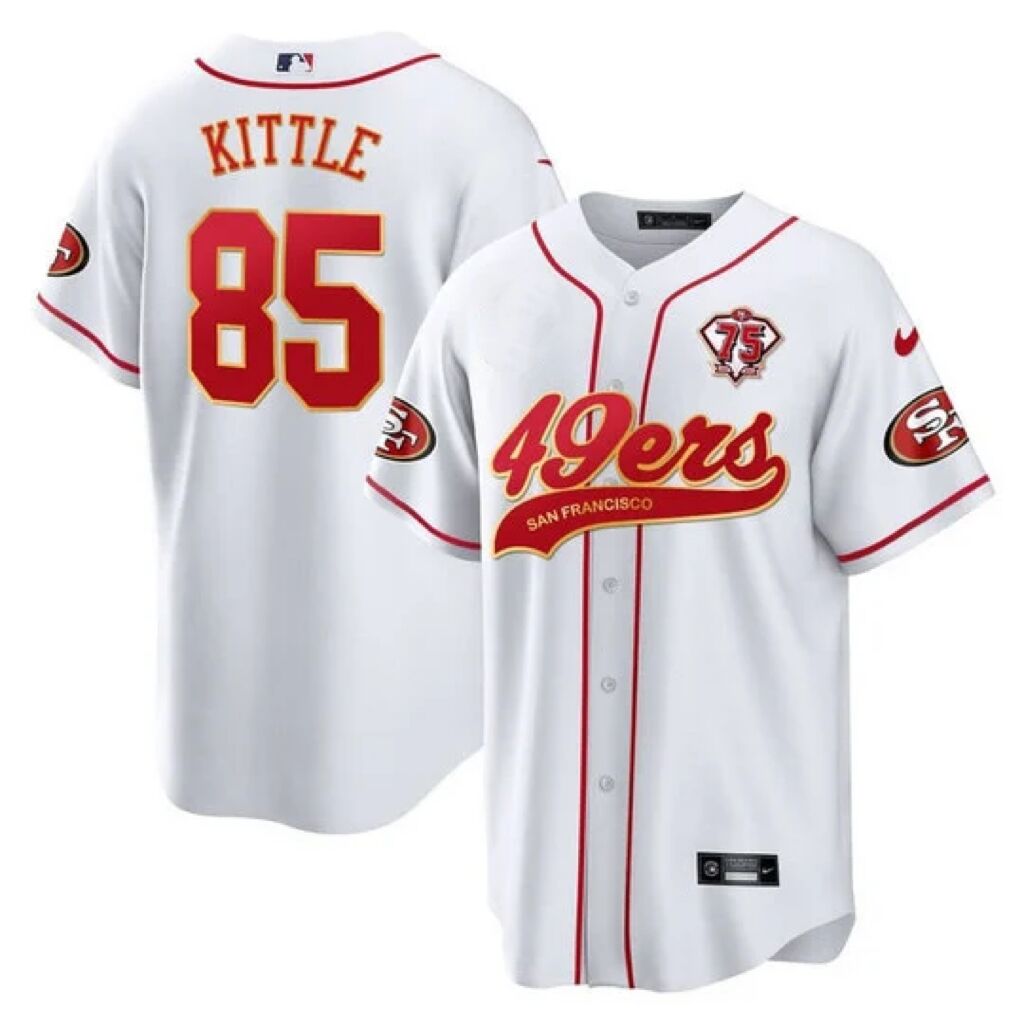 Women's San Francisco 49ers #85 George Kittle With 75th Patch Cool Base Stitched Baseball Jersey(Run Small) Women's San Francisco 49ers #85 George Kittle With 75th Patch Cool Base Stitched Baseball Jersey(Run Small)