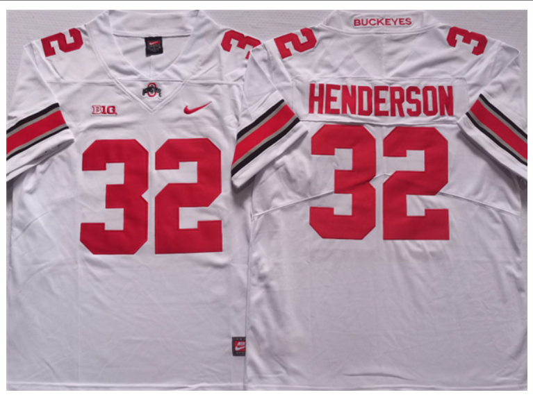 Men's Ohio State Buckeyes #32 HENDERSON White Stitched Jersey