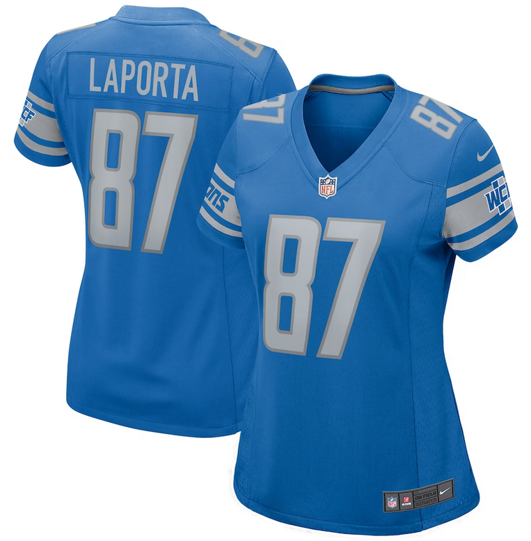 Women's Detroit Lions #87 Sam LaPorta Blue Vapor Limited Stitched Game Jersey(Run Smaller) Women's Detroit Lions #87 Sam LaPorta Blue Vapor Limited Stitched Game Jersey(Run Smaller)