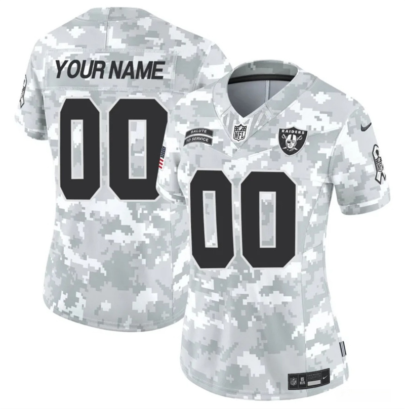 Women's Las Vegas Raiders Active Player Custom 2024 F.U.S.E Arctic Camo Salute to Service Limited Stitched Football Jersey Women's Las Vegas Raiders Active Player Custom 2024 F.U.S.E Arctic Camo Salute to Service Limited Stitched Football Jersey