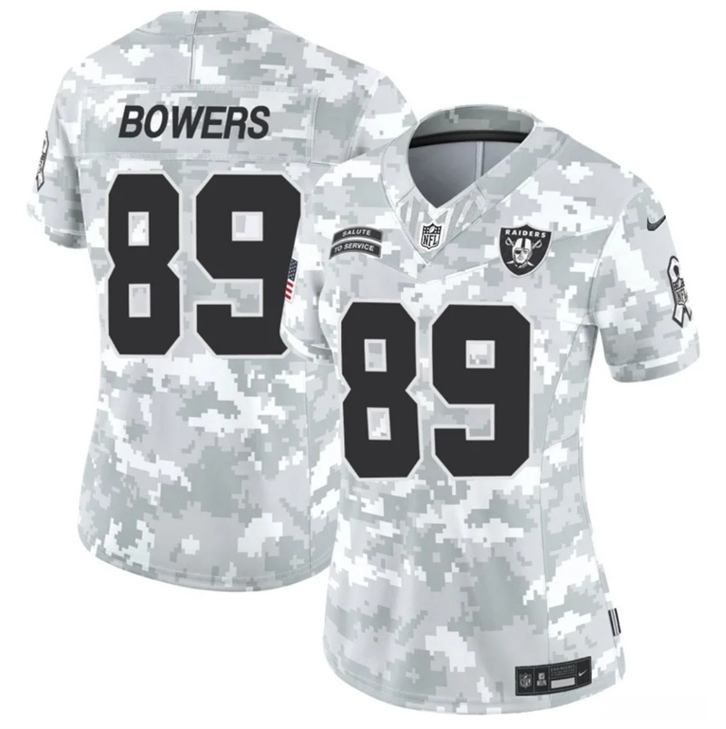 Women's Las Vegas Raiders #89 Brock Bowers 2024 F.U.S.E Arctic Camo Salute to Service Limited Stitched Jersey(Run Small) Women's Las Vegas Raiders #89 Brock Bowers 2024 F.U.S.E Arctic Camo Salute to Service Limited Stitched Jersey(Run Small)