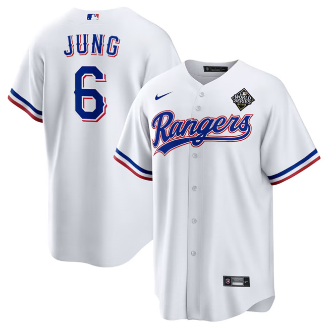 Youth Texas Rangers #2 Marcus Semien White 2023 World Series Stitched Baseball Jersey