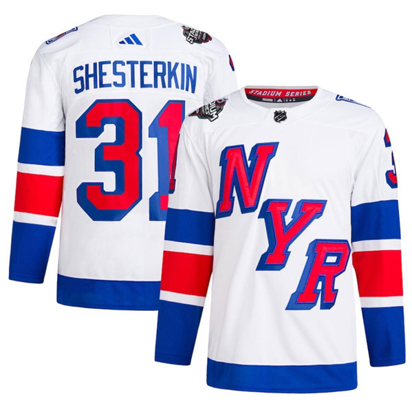 Men's New York Rangers #31 Igor Shesterkin White 2023-2024 Stadium Series Stitched Jersey Men's New York Rangers #31 Igor Shesterkin White 2023-2024 Stadium Series Stitched Jersey