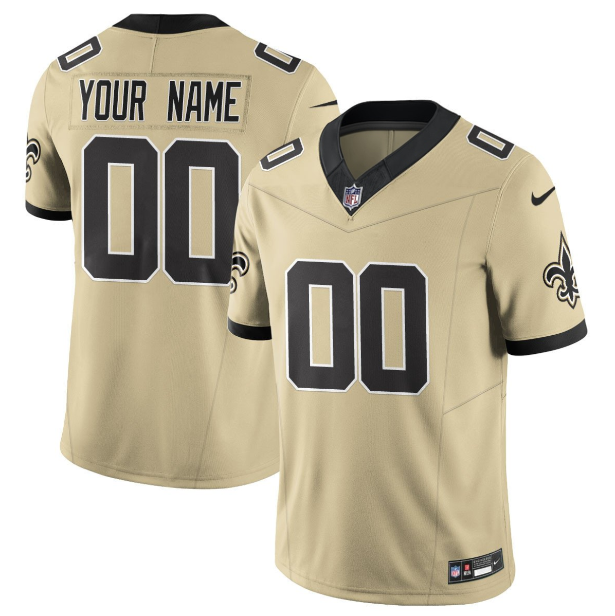 Men's New Orleans Saints Active Player Custom Gold 2025 F.U.S.E. Alternate Vapor Limited Stitched Football Jersey