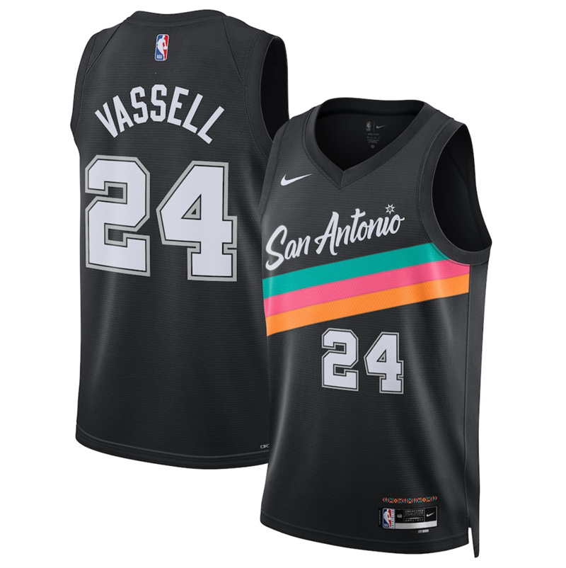 Men's San Antonio Spurs #24 Devin Vassell Black 2025/26 City Edition Stitched Basketball Jersey