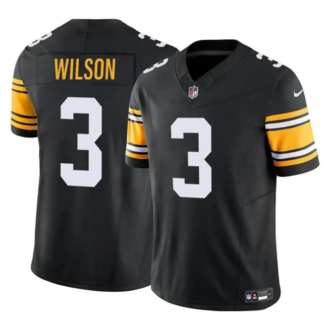 Youth Pittsburgh Steelers #3 Russell Wilson Black 2023 F.U.S.E. Vapor Untouchable Limited Stitched Football Jersey Youth Pittsburgh Steelers #3 Russell Wilson Black 2023 F.U.S.E. Vapor Untouchable Limited Stitched Football Jersey