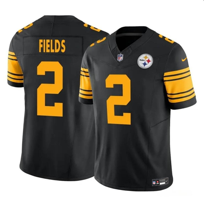 Youth Pittsburgh Steelers #2 Justin Fields Black 2023 F.U.S.E. Color Rush Limited Stitched Football Jersey Youth Pittsburgh Steelers #2 Justin Fields Black 2023 F.U.S.E. Color Rush Limited Stitched Football Jersey