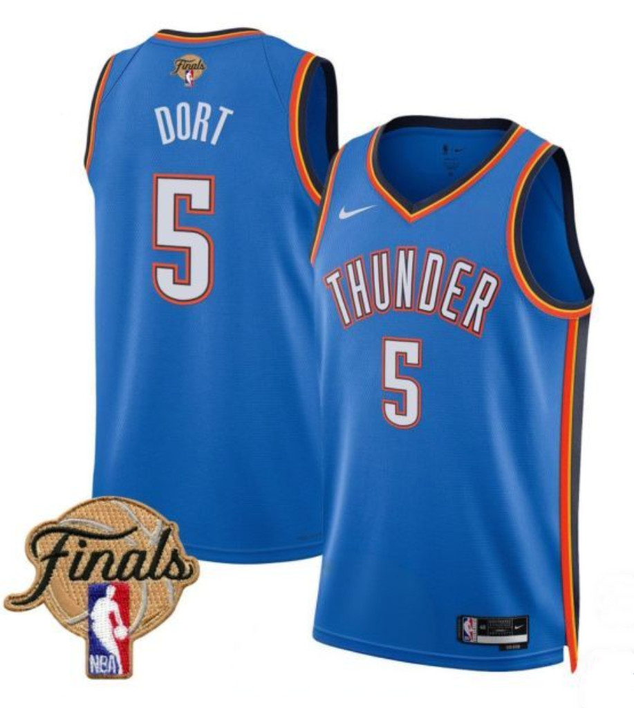 Men's Oklahoma City Thunder #5 Luguentz Dort Blue 2025 Icon Edition Stitched Basketball Jersey Men's Oklahoma City Thunder #5 Luguentz Dort Blue 2025 Icon Edition Stitched Basketball Jersey