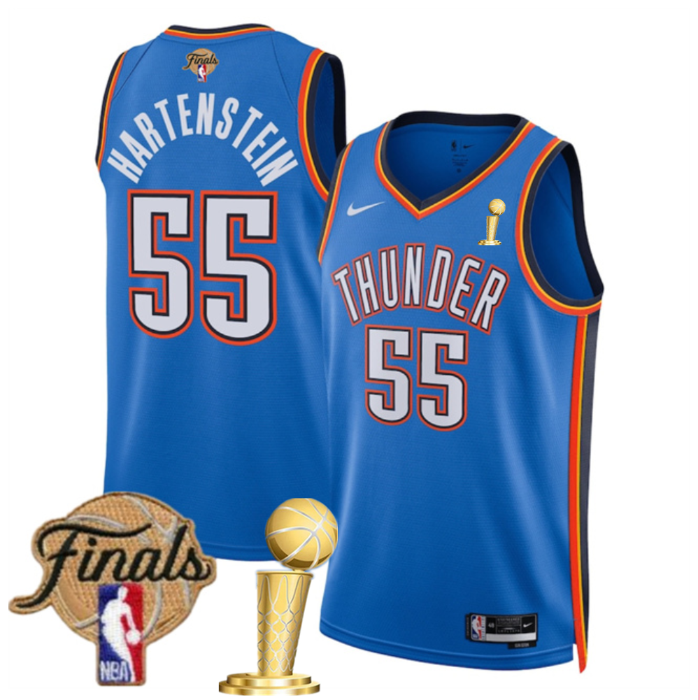 Men's Oklahoma City Thunder #55 Isaiah Hartenstein Blue 2025 Finals Champions Icon Edition Stitched Basketball Jersey Men's Oklahoma City Thunder #55 Isaiah Hartenstein Blue 2025 Finals Champions Icon Edition Stitched Basketball Jersey