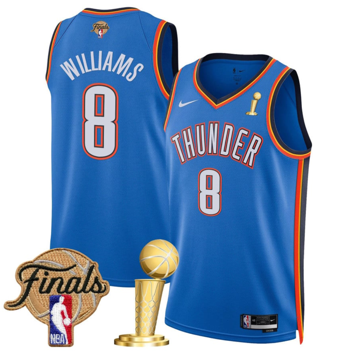 Men's Oklahoma City Thunder #8 Jalen Williams Blue 2025 Finals Champions Icon Edition Stitched Basketball Jersey