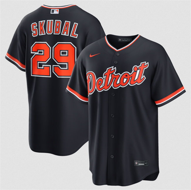 Men's Detroit Tigers #29 Tarik Skubal Black Alternate Stitched Baseball Jersey