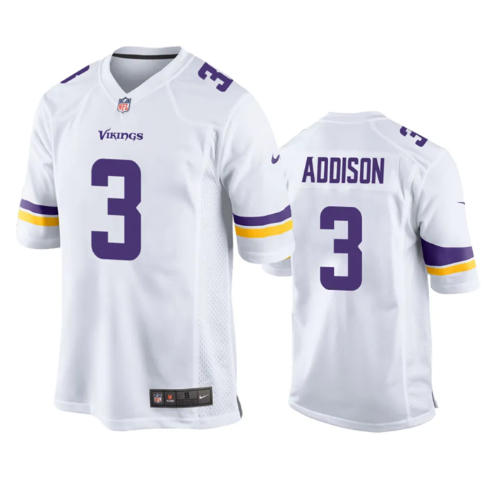 Youth Minnesota Vikings Minnesota Vikings #3 Jordan Addison White Stitched Game Jersey Youth Minnesota Vikings Minnesota Vikings #3 Jordan Addison White Stitched Game Jersey
