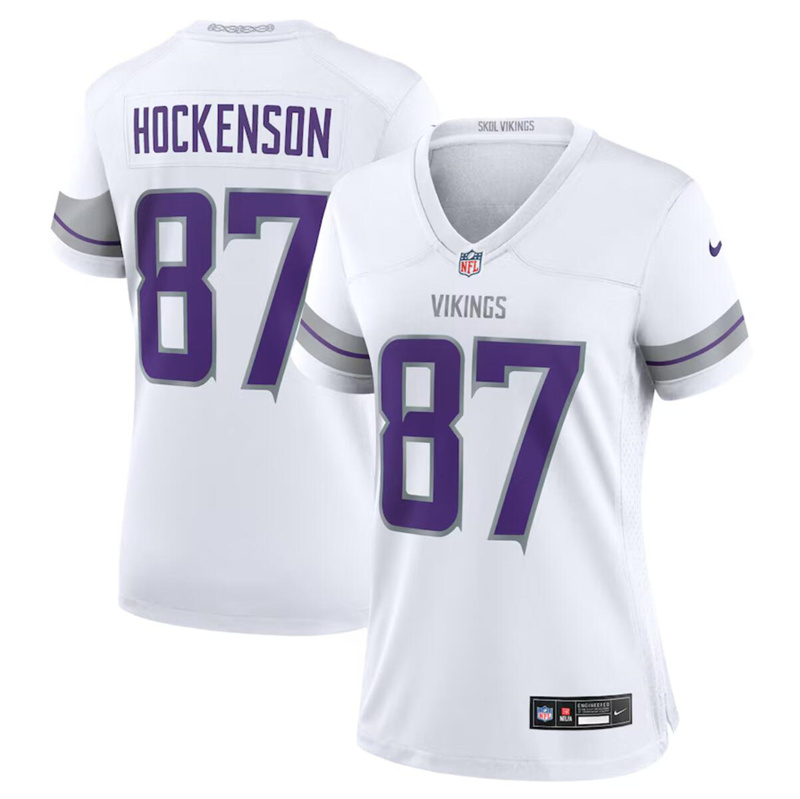 Women's Minnesota Vikings #87 T.J. Hockenson White Winter Warrior Limited Stitched Jersey(Run Small) Women's Minnesota Vikings #87 T.J. Hockenson White Winter Warrior Limited Stitched Jersey(Run Small)