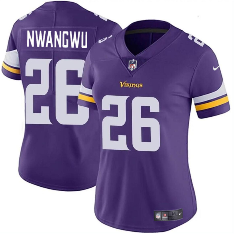 Women's Minnesota Vikings #26 Kene Nwangwu Purple Vapor Untouchable Limited Stitched Jersey(Run Small) Women's Minnesota Vikings #26 Kene Nwangwu Purple Vapor Untouchable Limited Stitched Jersey(Run Small)