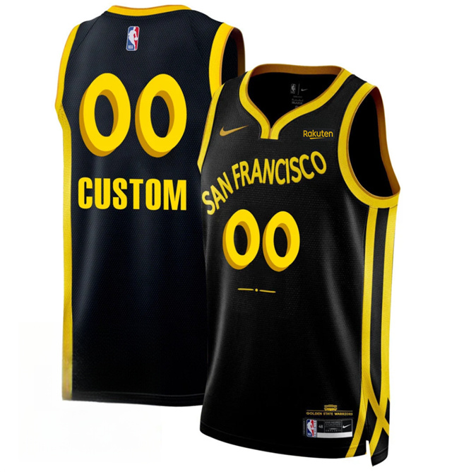 Men's Golden State Warriors Active Player Custom Black 2023/24 City Edition Stitched Basketball Jersey Men's Golden State Warriors Active Player Custom Black 2023/24 City Edition Stitched Basketball Jersey