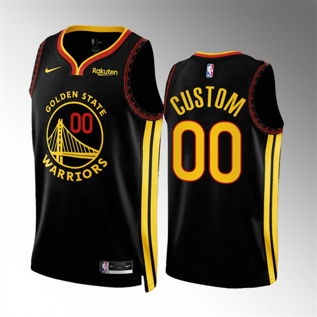 Men's Golden State Warriors Active Player Custom Black 2023/24 City Edition Stitched Basketball Jersey Men's Golden State Warriors Active Player Custom Black 2023/24 City Edition Stitched Basketball Jersey