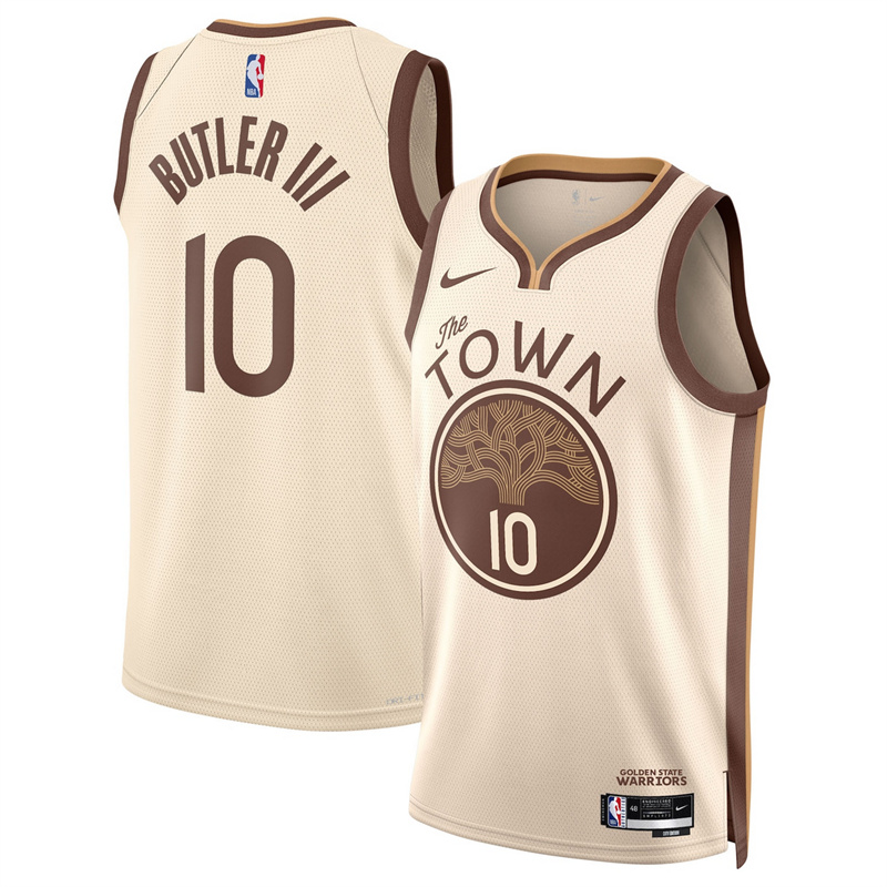 Men's Golden State Warriors #10 Jimmy Butler III Tan 2025/26 City Edition Stitched Basketball Jersey