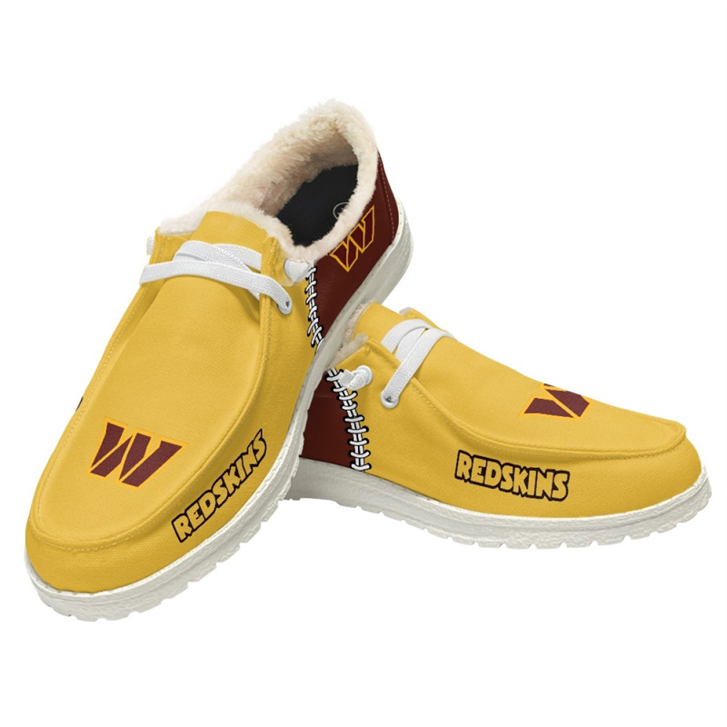 Women's Washington Commanders Loafers Lace Up Fuzzy Lined Shoes 002 (Pls check description for details)