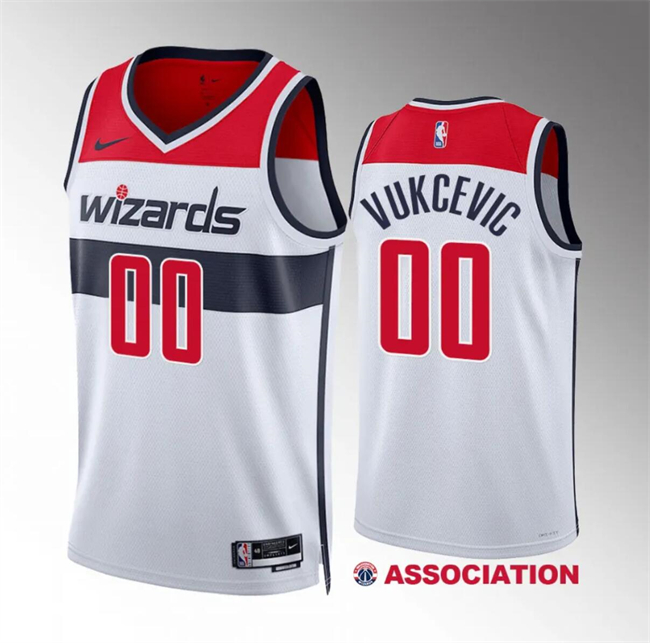 Men's Washington Wizards #00 Tristan Vukcevic White Association Edition Stitched Basketball Jersey Men's Washington Wizards #00 Tristan Vukcevic White Association Edition Stitched Basketball Jersey