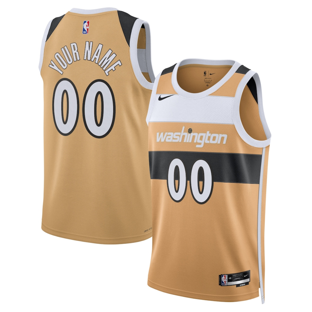Men's Washington Wizards Active Player Custom Gold 2025/26 City Edition Stitched Basketball Jersey