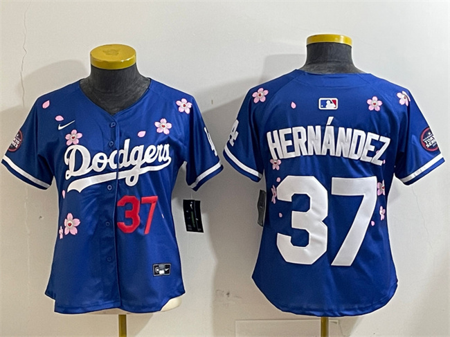 Women's Los Angeles Dodgers #37 Teoscar Hernández Royal 2025 Tokyo Series Limited Stitched Baseball Jersey(Run Small) Women's Los Angeles Dodgers #37 Teoscar Hernández Royal 2025 Tokyo Series Limited Stitched Baseball Jersey(Run Small)