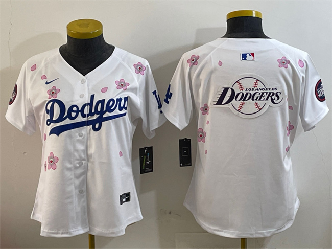 Women's Los Angeles Dodgers Team Big Logo White 2025 Tokyo Series Limited Stitched Baseball Jersey(Run Small)) Women's Los Angeles Dodgers Team Big Logo White 2025 Tokyo Series Limited Stitched Baseball Jersey(Run Small))