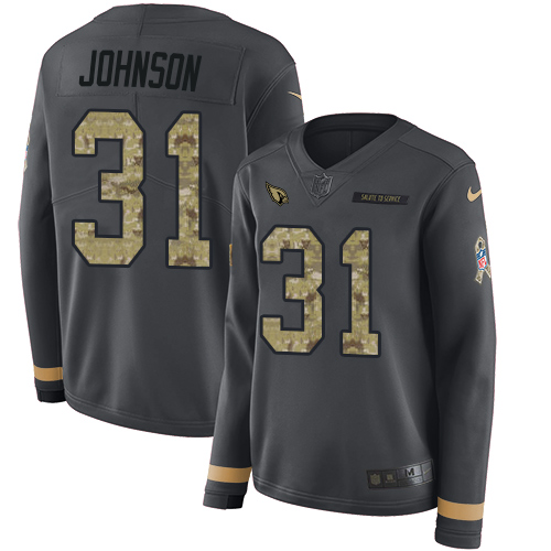 Nike Cardinals #31 David Johnson Anthracite Salute to Service Women's Stitched NFL Limited Therma Long Sleeve Jersey Nike Cardinals #31 David Johnson Anthracite Salute to Service Women's Stitched NFL Limited Therma Long Sleeve Jersey