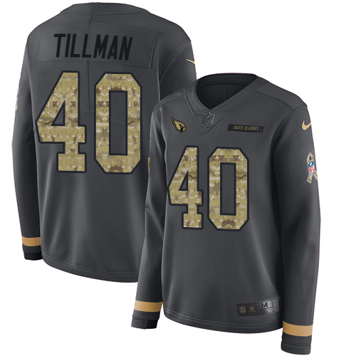 Nike Cardinals #40 Pat Tillman Anthracite Salute to Service Women's Stitched NFL Limited Therma Long Sleeve Jersey Nike Cardinals #40 Pat Tillman Anthracite Salute to Service Women's Stitched NFL Limited Therma Long Sleeve Jersey