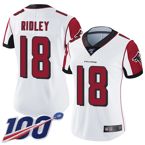 Nike Falcons #18 Calvin Ridley White Women's Stitched NFL 100th Season Vapor Limited Jersey Nike Falcons #18 Calvin Ridley White Women's Stitched NFL 100th Season Vapor Limited Jersey