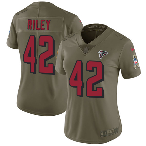 Nike Falcons #42 Duke Riley Olive Women's Stitched NFL Limited 2017 Salute to Service Jersey Nike Falcons #42 Duke Riley Olive Women's Stitched NFL Limited 2017 Salute to Service Jersey