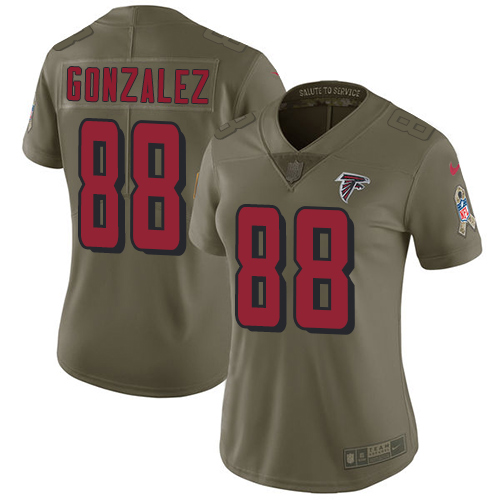 Nike Falcons #88 Tony Gonzalez Olive Women's Stitched NFL Limited 2017 Salute to Service Jersey Nike Falcons #88 Tony Gonzalez Olive Women's Stitched NFL Limited 2017 Salute to Service Jersey
