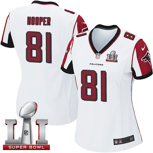 Nike Falcons #81 Austin Hooper White Super Bowl LI 51 Women's Stitched NFL Elite Jersey Nike Falcons #81 Austin Hooper White Super Bowl LI 51 Women's Stitched NFL Elite Jersey