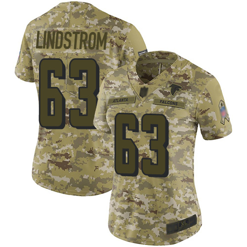 Nike Falcons #63 Chris Lindstrom Camo Women's Stitched NFL Limited 2018 Salute to Service Jersey Nike Falcons #63 Chris Lindstrom Camo Women's Stitched NFL Limited 2018 Salute to Service Jersey