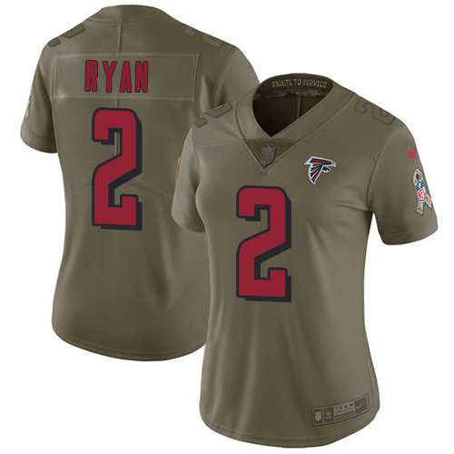 Nike Falcons #2 Matt Ryan Olive Women's Stitched NFL Limited 2017 Salute to Service Jersey Nike Falcons #2 Matt Ryan Olive Women's Stitched NFL Limited 2017 Salute to Service Jersey