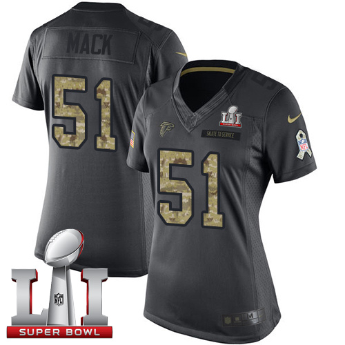 Nike Falcons #51 Alex Mack Black Super Bowl LI 51 Women's Stitched NFL Limited 2016 Salute to Service Jersey Nike Falcons #51 Alex Mack Black Super Bowl LI 51 Women's Stitched NFL Limited 2016 Salute to Service Jersey