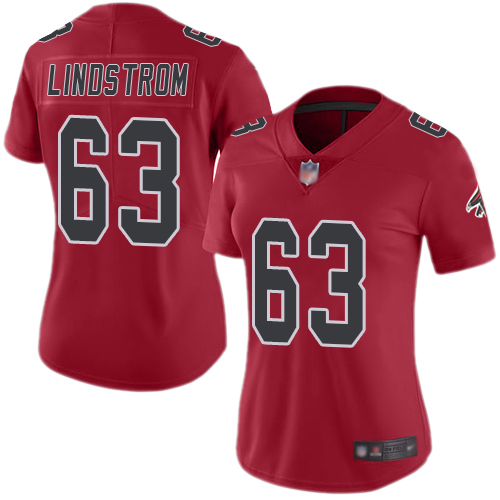 Nike Falcons #63 Chris Lindstrom Red Women's Stitched NFL Limited Rush Jersey Nike Falcons #63 Chris Lindstrom Red Women's Stitched NFL Limited Rush Jersey