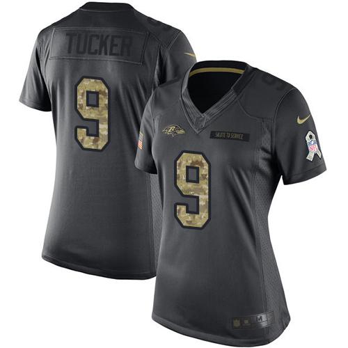 Nike Ravens #9 Justin Tucker Black Women's Stitched NFL Limited 2016 Salute to Service Jersey Nike Ravens #9 Justin Tucker Black Women's Stitched NFL Limited 2016 Salute to Service Jersey