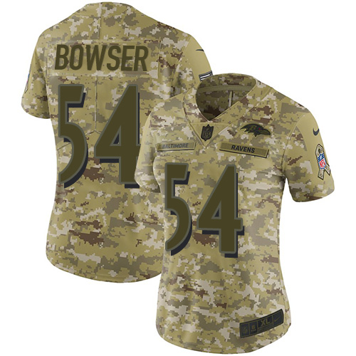 Nike Ravens #54 Tyus Bowser Camo Women's Stitched NFL Limited 2018 Salute to Service Jersey Nike Ravens #54 Tyus Bowser Camo Women's Stitched NFL Limited 2018 Salute to Service Jersey