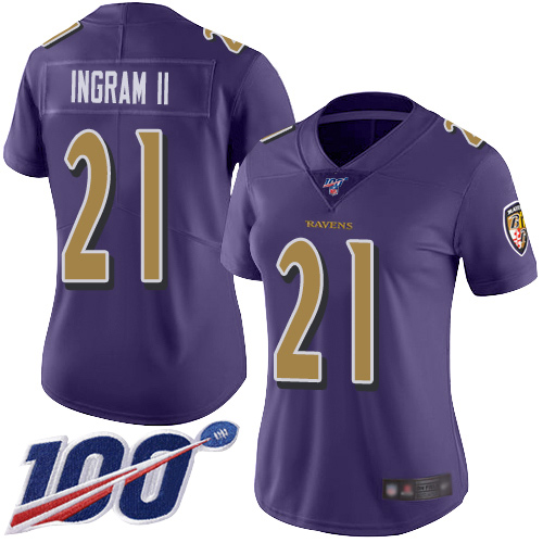 Nike Ravens #21 Mark Ingram II Purple Women's Stitched NFL Limited Rush 100th Season Jersey Nike Ravens #21 Mark Ingram II Purple Women's Stitched NFL Limited Rush 100th Season Jersey
