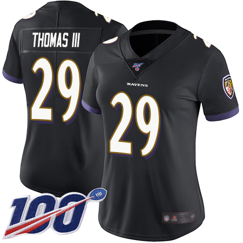 Nike Ravens #29 Earl Thomas III Black Alternate Women's Stitched NFL 100th Season Vapor Limited Jersey Nike Ravens #29 Earl Thomas III Black Alternate Women's Stitched NFL 100th Season Vapor Limited Jersey