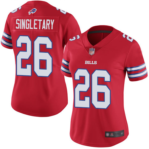 Nike Bills #26 Devin Singletary Red Women's Stitched NFL Limited Rush Jersey Nike Bills #26 Devin Singletary Red Women's Stitched NFL Limited Rush Jersey