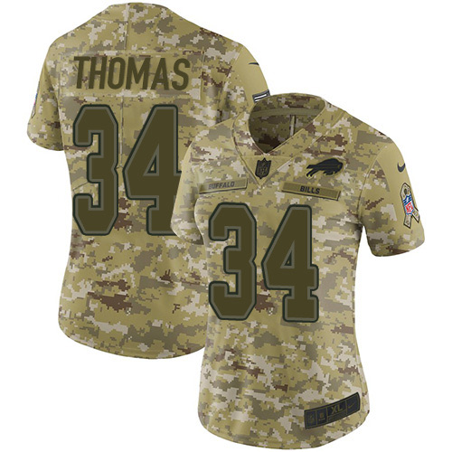 Nike Bills #34 Thurman Thomas Camo Women's Stitched NFL Limited 2018 Salute to Service Jersey Nike Bills #34 Thurman Thomas Camo Women's Stitched NFL Limited 2018 Salute to Service Jersey
