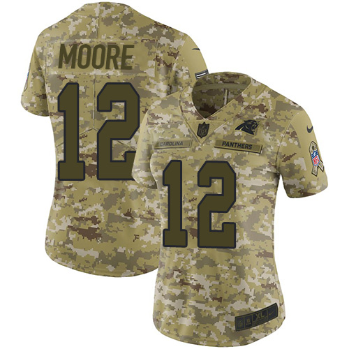 Nike Panthers #12 DJ Moore Camo Women's Stitched NFL Limited 2018 Salute to Service Jersey Nike Panthers #12 DJ Moore Camo Women's Stitched NFL Limited 2018 Salute to Service Jersey