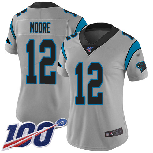 Nike Panthers #12 DJ Moore Silver Women's Stitched NFL Limited Inverted Legend 100th Season Jersey Nike Panthers #12 DJ Moore Silver Women's Stitched NFL Limited Inverted Legend 100th Season Jersey