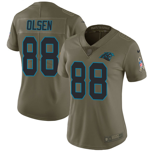 Nike Panthers #88 Greg Olsen Olive Women's Stitched NFL Limited 2017 Salute to Service Jersey Nike Panthers #88 Greg Olsen Olive Women's Stitched NFL Limited 2017 Salute to Service Jersey