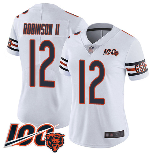 Nike Bears #12 Allen Robinson II White Women's Stitched NFL 100th Season Vapor Limited Jersey Nike Bears #12 Allen Robinson II White Women's Stitched NFL 100th Season Vapor Limited Jersey