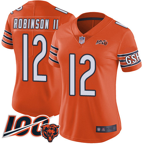 Nike Bears #12 Allen Robinson II Orange Women's Stitched NFL Limited Rush 100th Season Jersey Nike Bears #12 Allen Robinson II Orange Women's Stitched NFL Limited Rush 100th Season Jersey